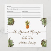 トロピカルパイナップルリーフ ブライダルシャワーレシピ ポストカード (正面/裏面)