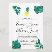 トロピカルパイナップルルアウ水彩招待状 招待状 (正面/裏面)