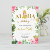 トロピカルパイナップルルアウ（ハワイ式宴会）ベビーシャワー招待状 招待状 (スタンド正面)