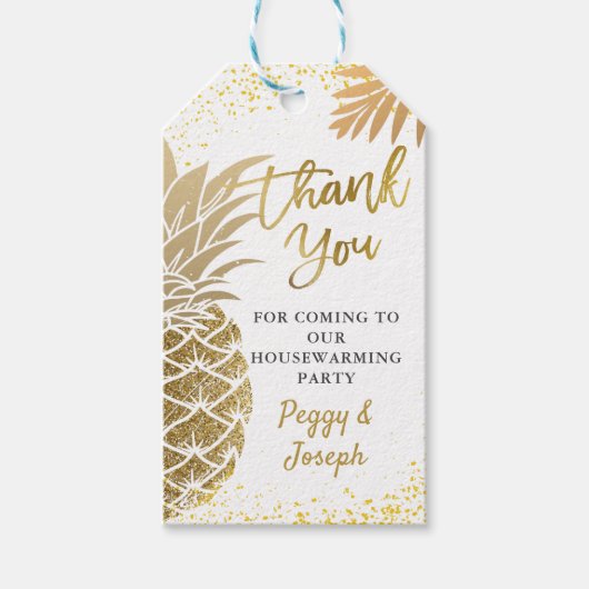 トロピカルパイナップル引っ越し祝いパーティーパーティーサンキューギ ギフトタグ (正面)