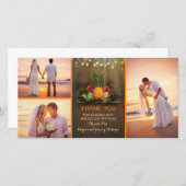 トロピカルパイナップル素朴ビーチ結婚式ありがとう サンキューカード (正面/裏面)