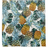 トロピカルパイナップル葉&シズエキゾチック島 シャワーカーテン (正面)