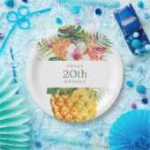 トロピカルパイナップル誕生日紙プレート ペーパープレート (パーティー)