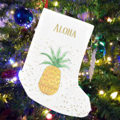 トロピカルパイナップル金ゴールドスターズアロハ名 ラージクリスマスストッキング