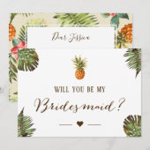 トロピカルパイナップル　あなたは私のブライズメイドになってくれる？ 招待状 (正面/裏面)