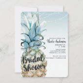 トロピカルパイナップル&ストリングライトブライダルシャワー 招待状 (正面)
