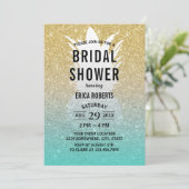 トロピカルパイナップル ティールゴールド オンブレ ブライダルシャワー 招待状 (スタンド正面)