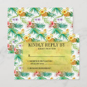トロピカルパイナップル&ハイビスカスウェディングRSVP 出欠カード (正面/裏面)