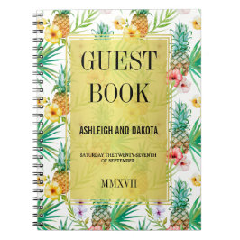 トロピカルパイナップル&ハイビスカス結婚ズゲストブック ノートブック