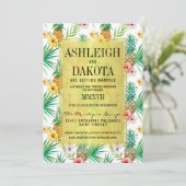 トロピカルパイナップル＆ハイビスカス デスティネーションウェディング 招待状 (スタンド正面)