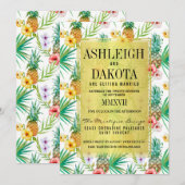 トロピカルパイナップル＆ハイビスカス デスティネーションウェディング 招待状 (正面/裏面)