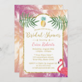 トロピカルパイナップル&パームツリーズブライダルシャワー 招待状 (正面/裏面)