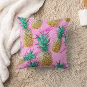 トロピカルパイナップル&ピンクマーブルモダンカラフル クッション (ブランケット)