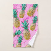 トロピカルパイナップル&ピンクマーブルモダンカラフル バスタオルセット (ハンドタオル)