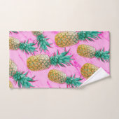 トロピカルパイナップル&ピンクマーブルモダンカラフル バスタオルセット (ハンドタオル)