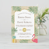 トロピカルパイナップル&フラミンゴサマービーチ結婚式 招待状 (スタンド正面)