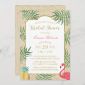 トロピカルパイナップル&フラミンゴビーチブライダルシャワー 招待状 (正面/裏面)