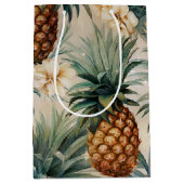 トロピカルパイナップル フラワー ウェディング ミディアムペーパーバッグ (正面)