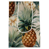 トロピカルパイナップル フラワー ウェディング ミディアムペーパーバッグ (裏面)