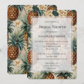 トロピカルパイナップル フラワー ブライダルシャワー 招待状 (正面/裏面)