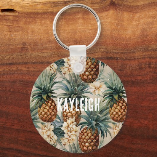 トロピカルパイナップル フローラル キーホルダー (正面)