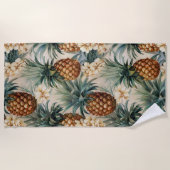 トロピカルパイナップル フローラル ビーチタオル (正面)