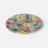 トロピカルパイナップル フローラル リーフ エキゾチックパーティ ペーパープレート (アングル)