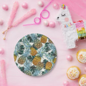 トロピカルパイナップル＆リーフ エキゾチックバースデーパーティー ペーパープレート (パーティー)