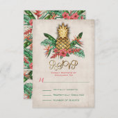 トロピカルパイナップルRSVPカード 出欠カード (正面/裏面)