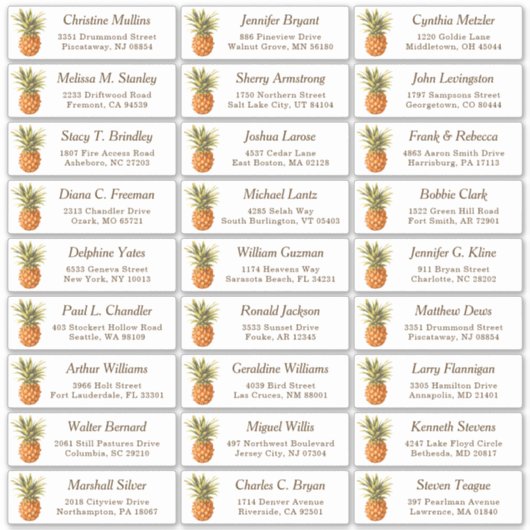 トロピカルパイン結婚アップルズゲスト住所 シール (正面)