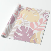 トロピカルパステルイエローラベンダーモンステラ葉ズ ラッピングペーパー (アンロールド)