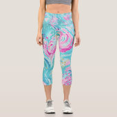 トロピカルパステルカリブのシーコーラルリーフサマー カプリレギンス (正面)