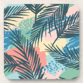 トロピカルパステルリーフパターン コースター (正面)