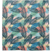 トロピカルパステルリーフパターン シャワーカーテン (正面)