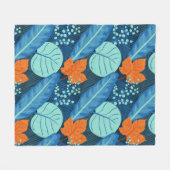 トロピカルパタンズプラントアートプラントライフ葉アート フリースブランケット (正面(横))