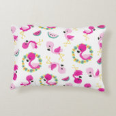 トロピカルパターン,フラミンゴ,スイカ,花 アクセントクッション (裏面)