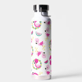 トロピカルパターン,フラミンゴ,スイカ,花 ウォーターボトル (左面)
