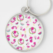 トロピカルパターン,フラミンゴ,スイカ,花 キーホルダー (正面)
