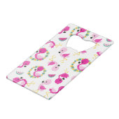 トロピカルパターン，フラミンゴ，スイカ，花 クレジットカード栓抜き (裏面アングル)