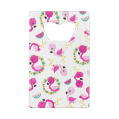 トロピカルパターン，フラミンゴ，スイカ，花 クレジットカード栓抜き (裏面)