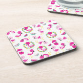 トロピカルパターン,フラミンゴ,スイカ,花 コースター (左側)