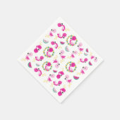 トロピカルパターン,フラミンゴ,スイカ,花 スタンダードカクテルナプキン (角)