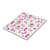 トロピカルパターン，フラミンゴ，スイカ，花 タイル (側面)