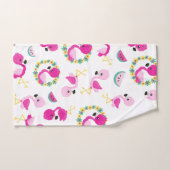 トロピカルパターン，フラミンゴ，スイカ，花 バスタオルセット (ハンドタオル)