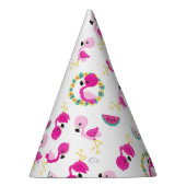 トロピカルパターン，フラミンゴ，スイカ，花 パーティーハット (右)