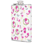 トロピカルパターン，フラミンゴ，スイカ，花 フラスク (左)