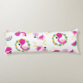 トロピカルパターン，フラミンゴ，スイカ，花 ボディピロー (裏面)