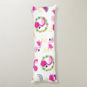 トロピカルパターン，フラミンゴ，スイカ，花 ボディピロー (裏面 (縦))