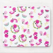 トロピカルパターン，フラミンゴ，スイカ，花 マウスパッド (正面)