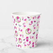 トロピカルパターン，フラミンゴ，スイカ，花 紙コップ (正面)